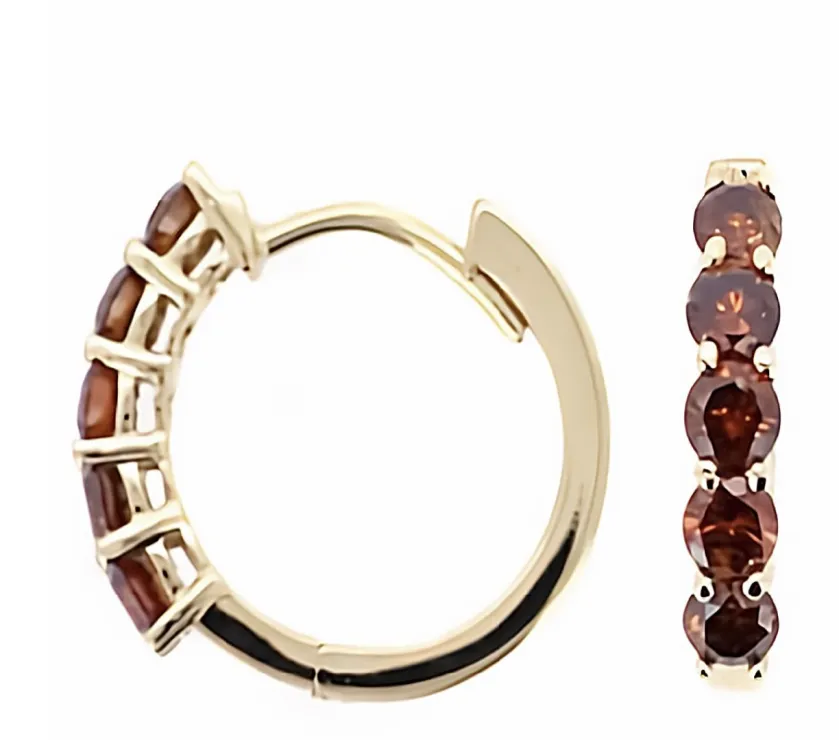 Fancy Red Diamond 1.65ct Hoop Prong-Set Earrings 14k Yellow Gold