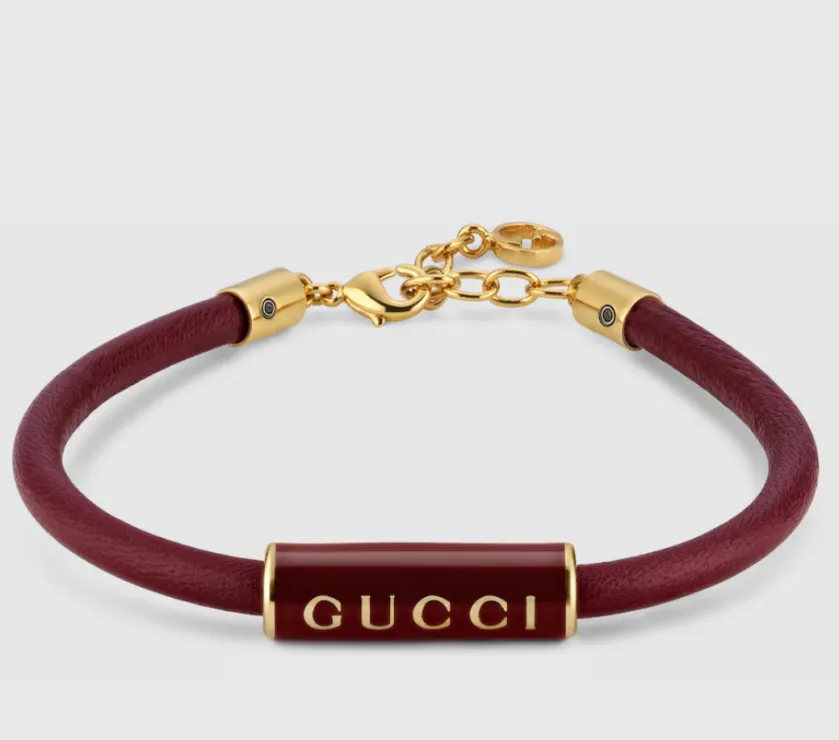 Gucci Rosso Ancora Red Leather Bracelet with enamel Gucci