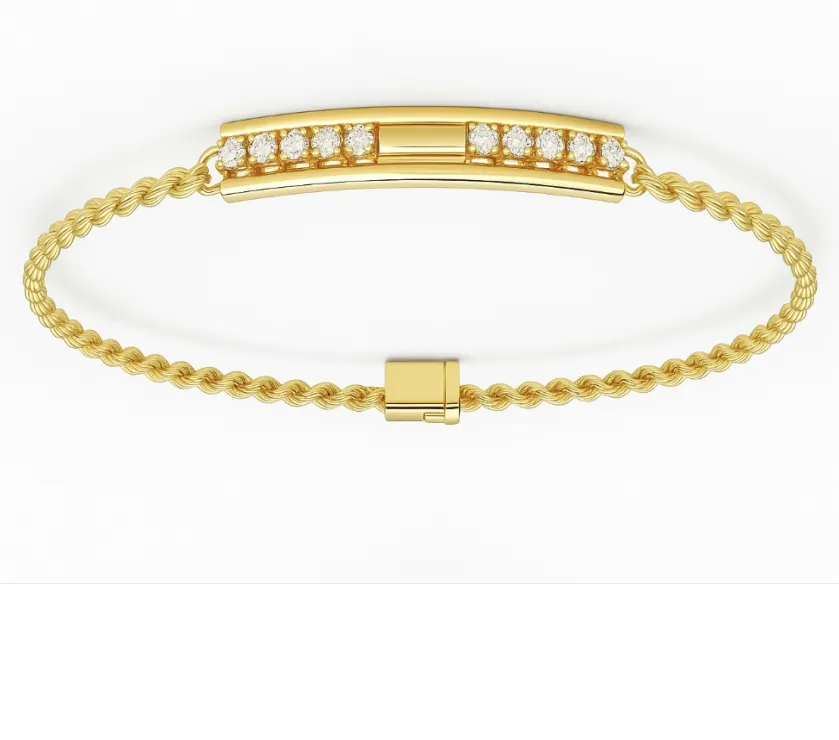  18K YELLOW GOLD EXCELLENT DIAMOND ROPE BRACELET