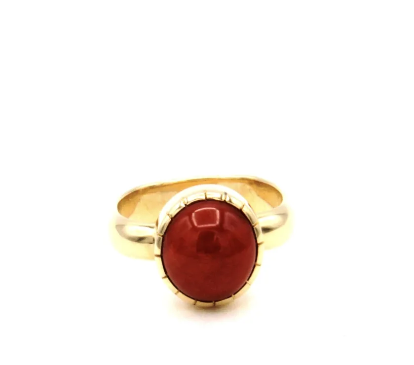 Christ Pruitt Mediterranean Coral 18K Gold Ring