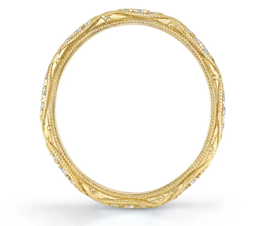 Neil Lane Couture Diamond 18K Yellow Gold Engraved Eternity Ring