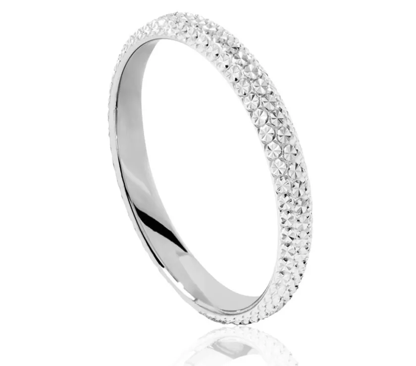 Alliance Multi Facettes Diamantee Or Blanc 18K