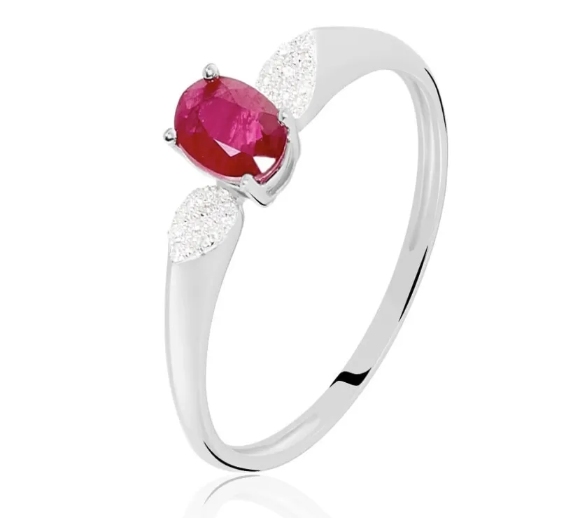 Edgina Or Blanc Ruby and Diamond Ring 9K White Gold