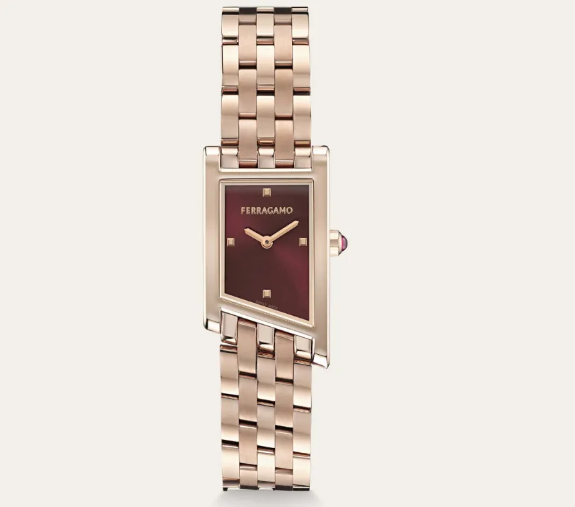 Salvatore Ferragamo Asymetrique Burgundy Sunray Quartz Watch