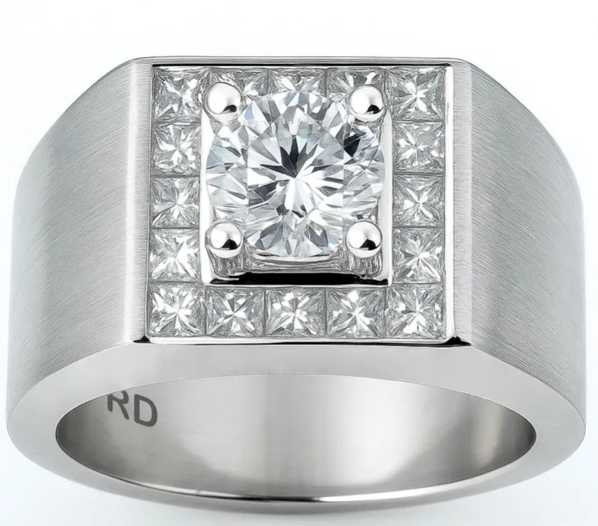 RD 18K 0.88 carats Princess Diamond Men’s Ring