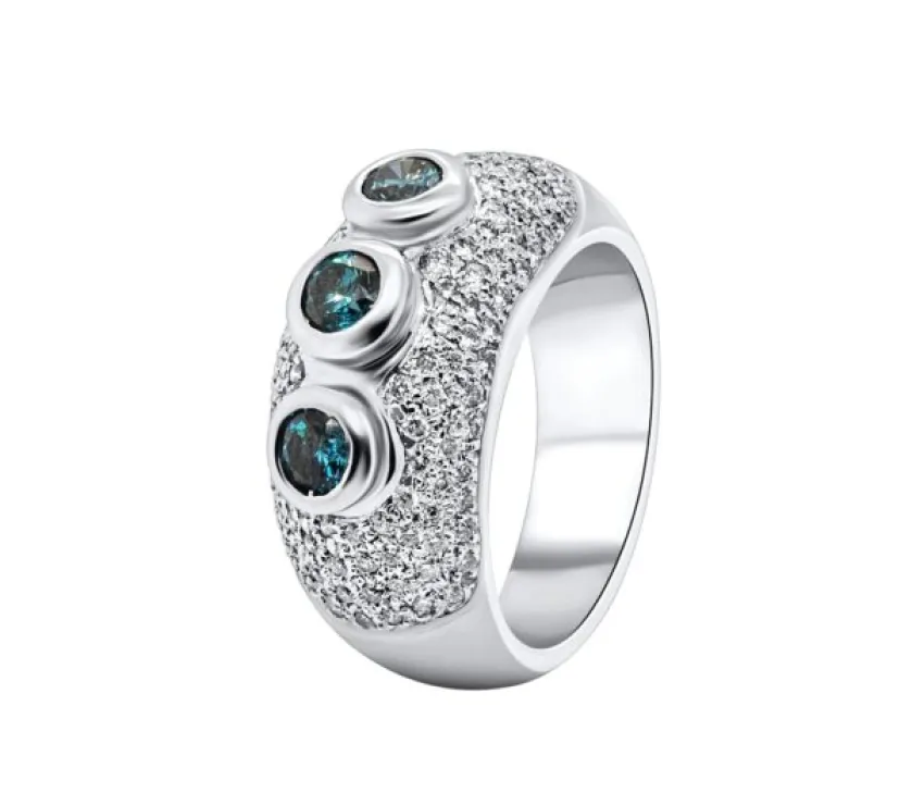 14K 0.80ct Diamond and 0.53ct Blue Diamond Ring