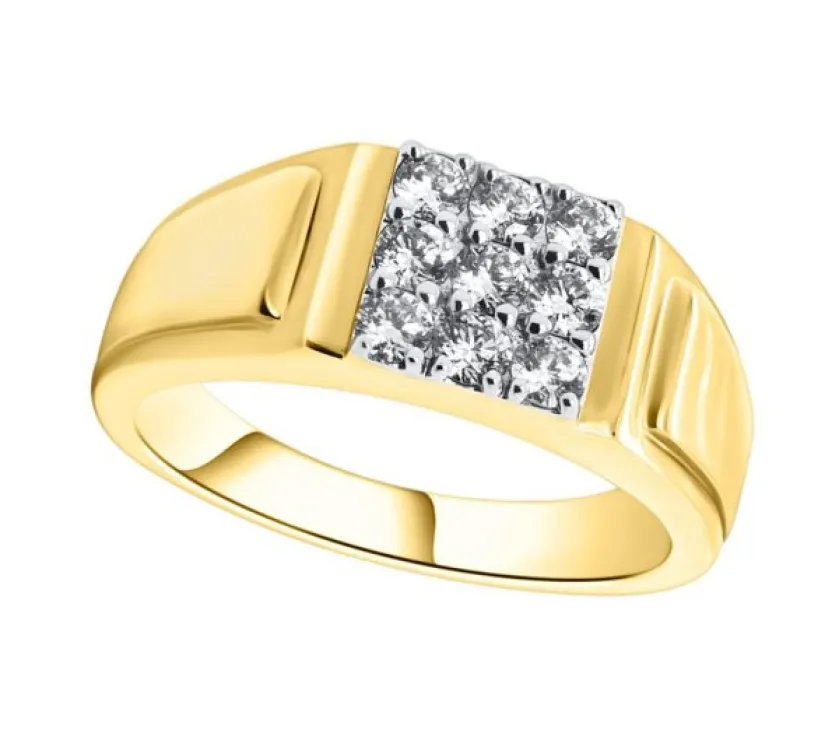 18K 0.90ct Diamond Nine-Stone Band Ring Men’s