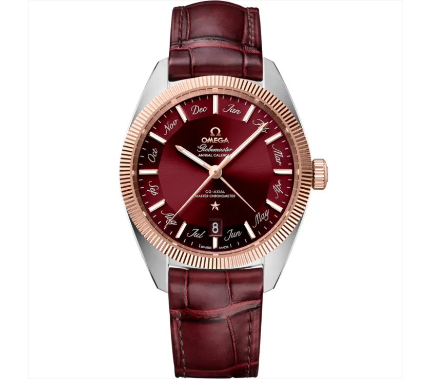OMEGA CONSTELLATION GLOBEMASTER STEEL & SEDNA GOLD LEATHER 41MM