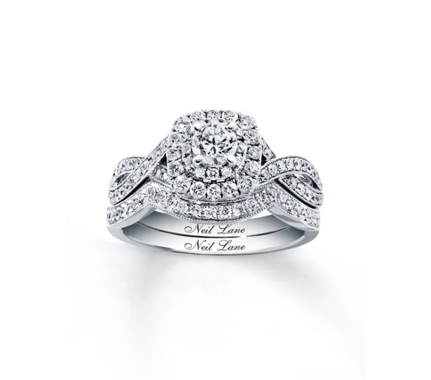 Neil Lane Diamond Halo Bridal Set Ring in 14K