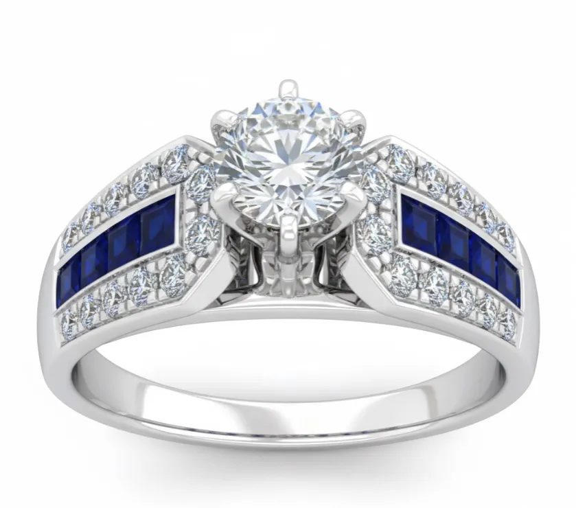 HDS Round Cut Diamond Vintage Horseshoe Engagement Ring in 14K