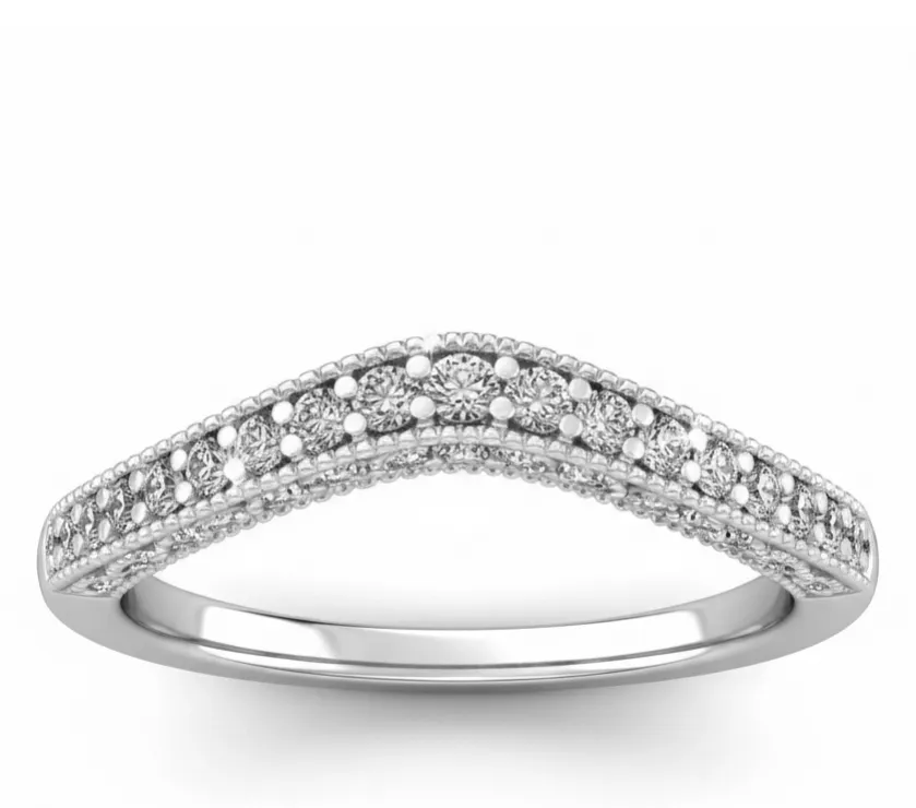 Neil Lane 14K JX White Gold 0.18ct Diamond Curve Contour Shaped Band