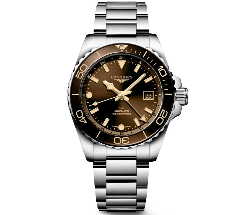 Longines Hydro Conquest GMT L3.790.4.66.6 Sunray Brown Automatic Watch